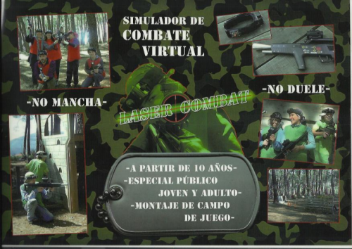 No te puedes perder este novedoso juego al aire libre. No importa edad sexo ni forma física, el Outdoor "Láser Combat" te proporcionará una experiencia divertida, llena de acción y de adrenalina.
 
El Outdoor Láser Combat es un sistema de simulación de combate al aire libre, seguro e indoloro. Está basado en juegos de ambientación militar con armas que disparan una luz infrarroja similar a la de los mandos de control remoto, La combinación de habilidades, tecnología punta y realismo de los equipos láser, nos permite ofrecer una experiencia inigualable para todos los participantes. Gracias a que no se disparan proyectiles pueden participar jugadores desde los 7 años. Además, debido a sus características hombres y mujeres compiten en igualdad de condiciones.
 
Si has jugado alguna vez a videojuegos como call of Duty, Counter Strike, Halo, Socom, Delta Force, Medal of Honor, etc. Querrás probar el Láser Combat. Tendrás la sensación de estar dentro del juego 